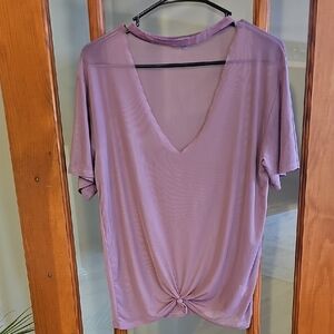 Charlotte Russe Dusty Pink V-Neck Twist Tee